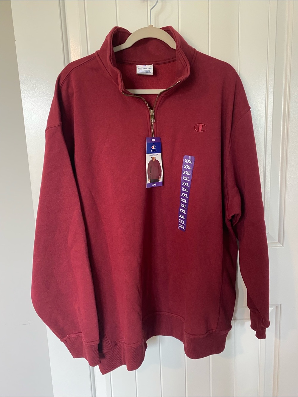Champion Men's Burgundy Half-Zip Sweatshirt